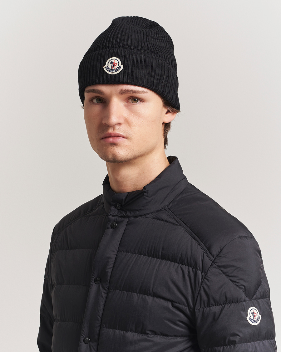 Herre | Luer | Moncler | Ribbed Wool Beanie Black