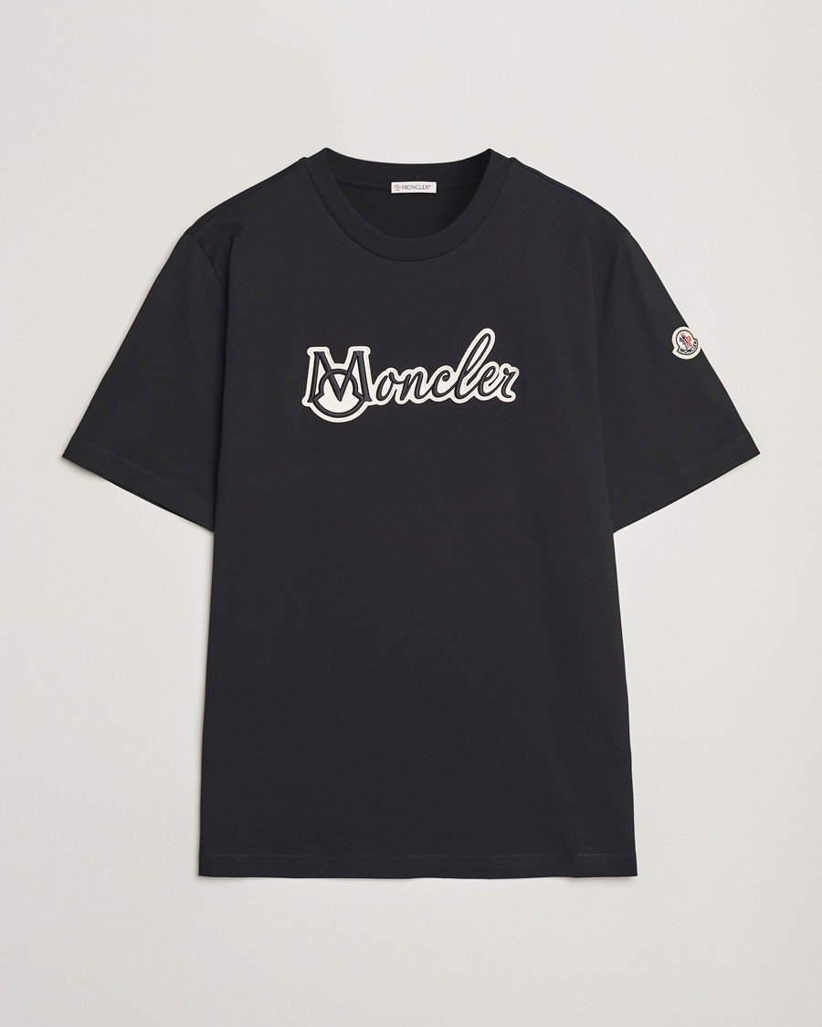 Herre | T-Shirts | Moncler | Embossed Lettering Logo T-Shirt Black