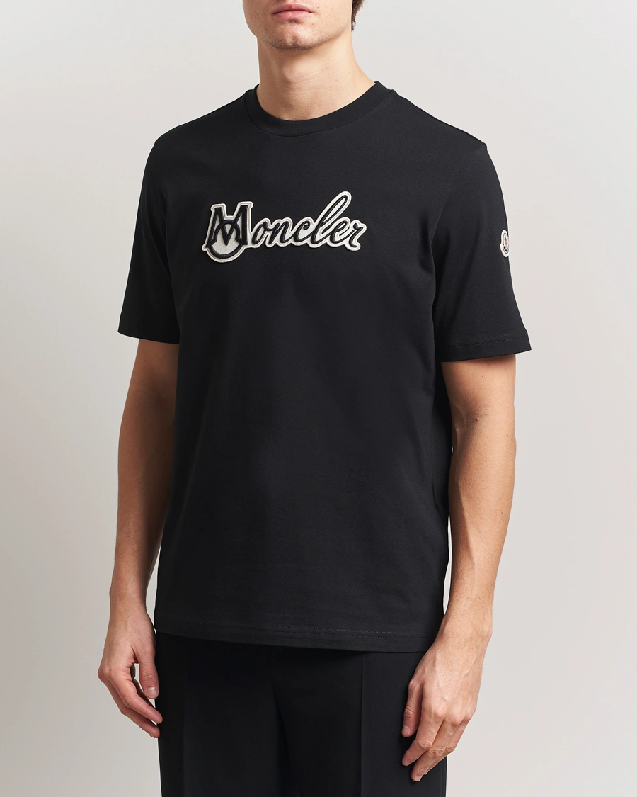 Herre | T-Shirts | Moncler | Embossed Lettering Logo T-Shirt Black