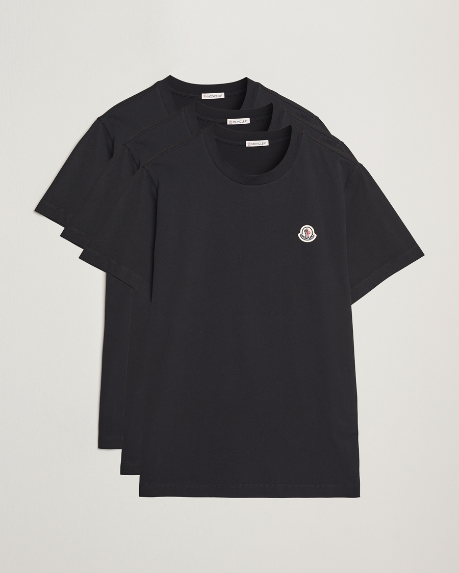 Herre | T-Shirts | Moncler | 3-pack Logo T-Shirts Black
