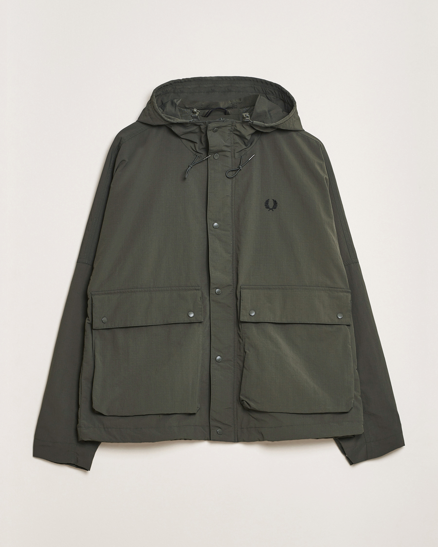 Herre | Jakker | Fred Perry | Cropped Hooded Fishing Parka Field Green