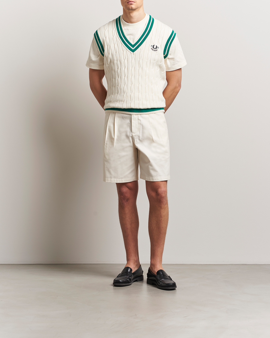 Herre | Shorts | Fred Perry | Twill Pleated Tennis Shorts Ecru