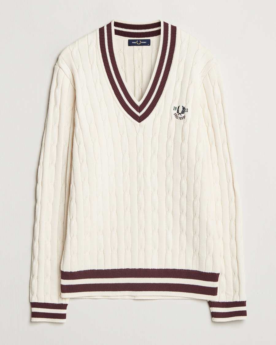 Herre | Gensere | Fred Perry | Cable Knitted Tennis Sweater Ecru