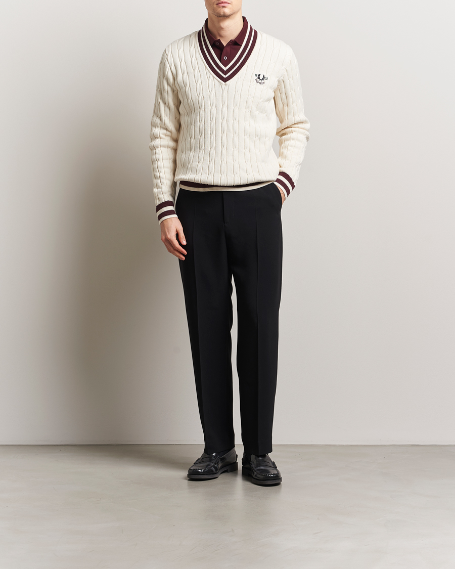 Herre | Gensere | Fred Perry | Cable Knitted Tennis Sweater Ecru