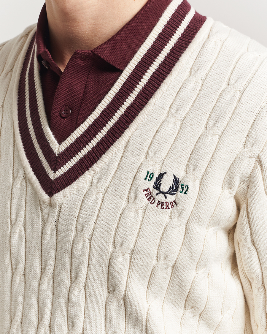 Herre | Gensere | Fred Perry | Cable Knitted Tennis Sweater Ecru