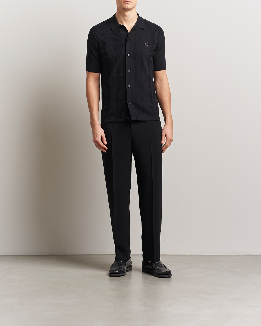 Herre | Skjorter | Fred Perry | Knitted Short Sleeve Shirt Black