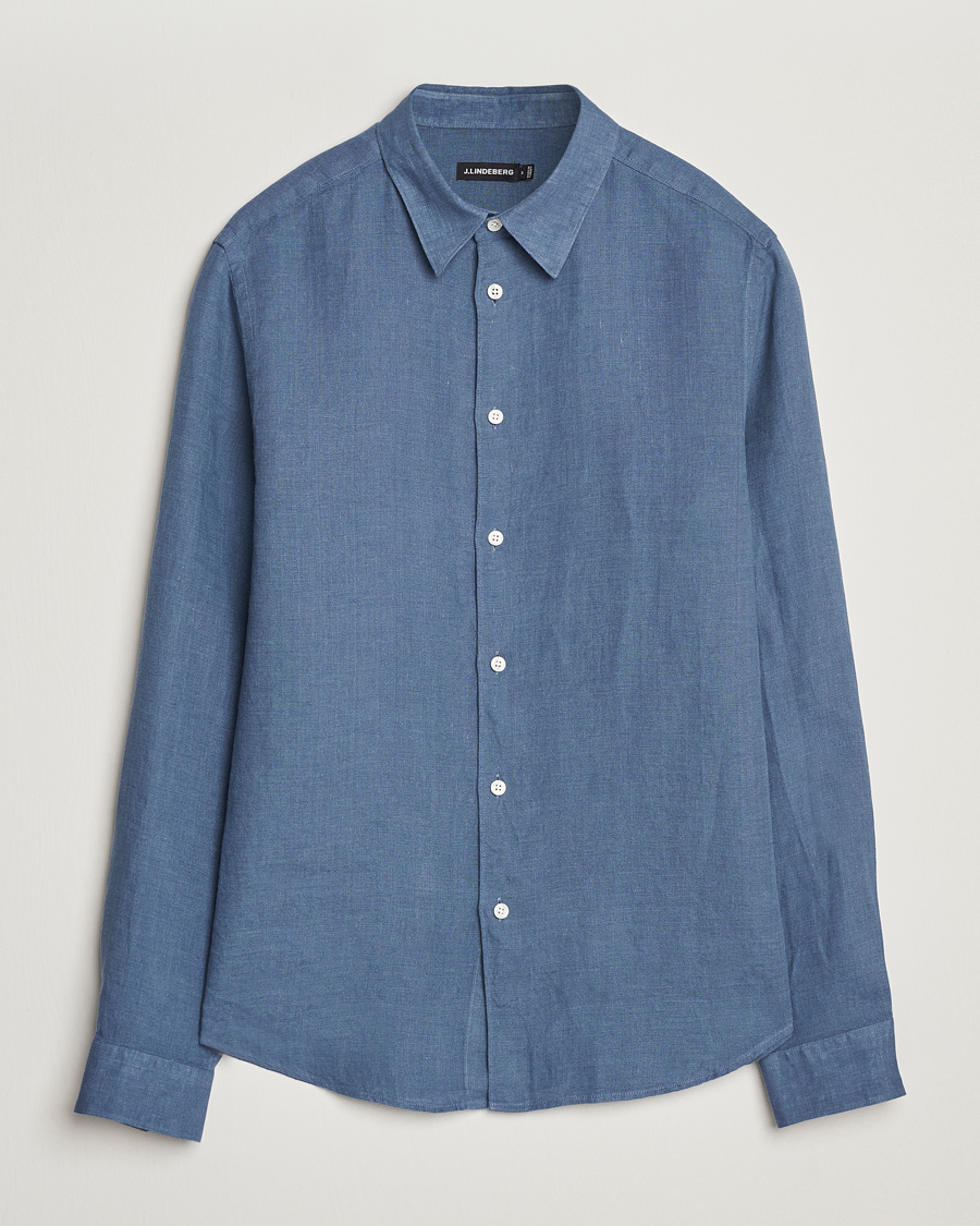 Herre | Skjorter | J.Lindeberg | Slim Linen Melange Shirt Rain Washed