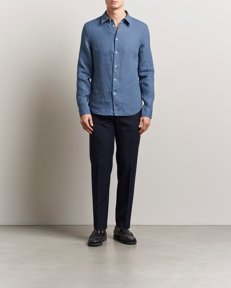 Herre | Skjorter | J.Lindeberg | Slim Linen Melange Shirt Rain Washed