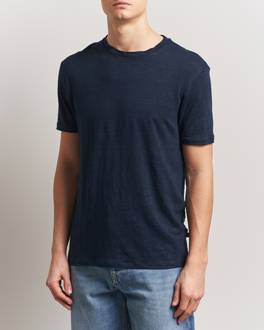Herre | T-Shirts | J.Lindeberg | Coma Linen T-Shirt Navy
