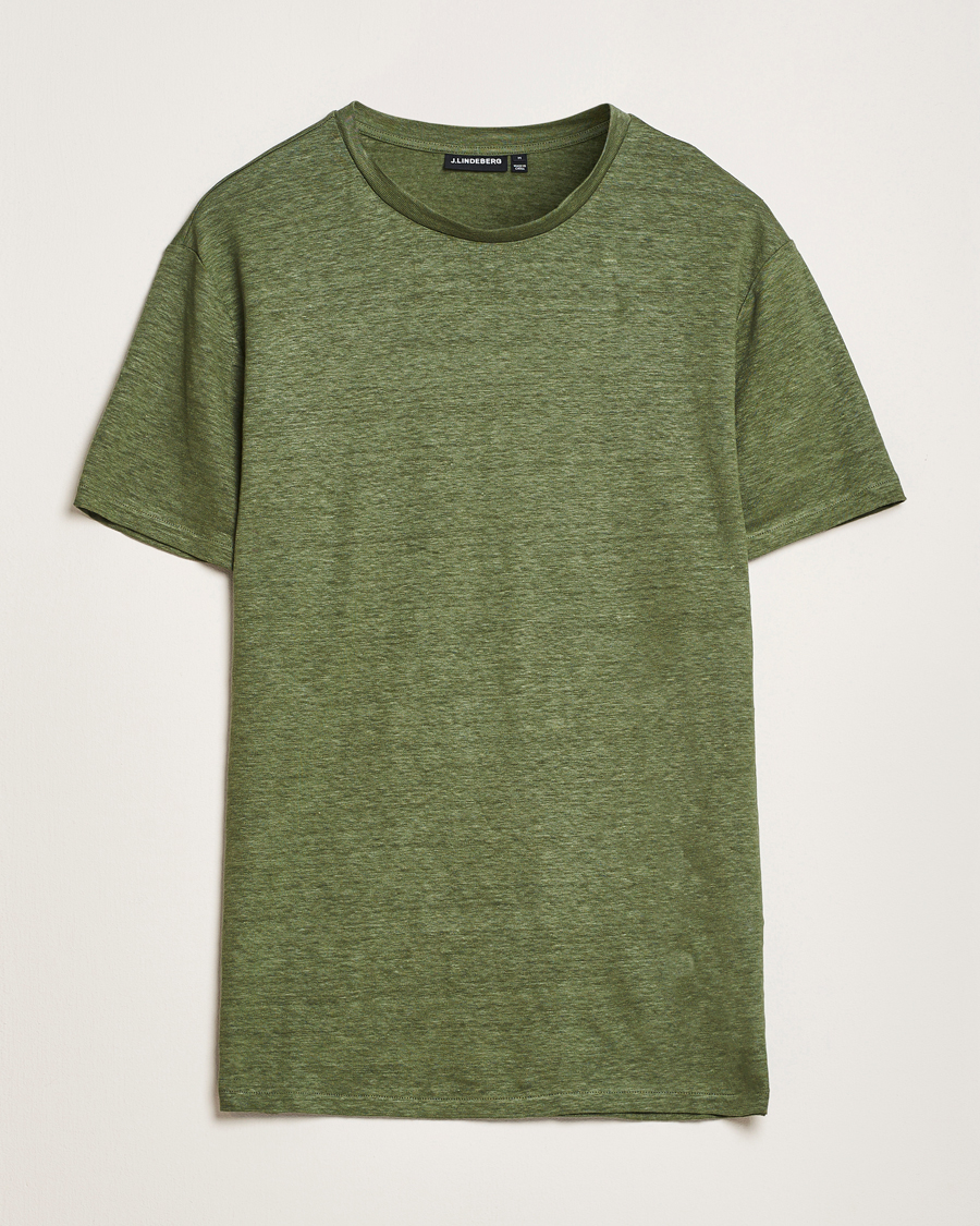 Herre | T-Shirts | J.Lindeberg | Coma Linen T-Shirt Olivinie