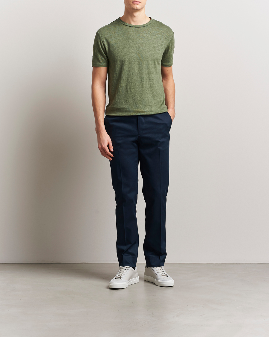 Herre | T-Shirts | J.Lindeberg | Coma Linen T-Shirt Olivinie