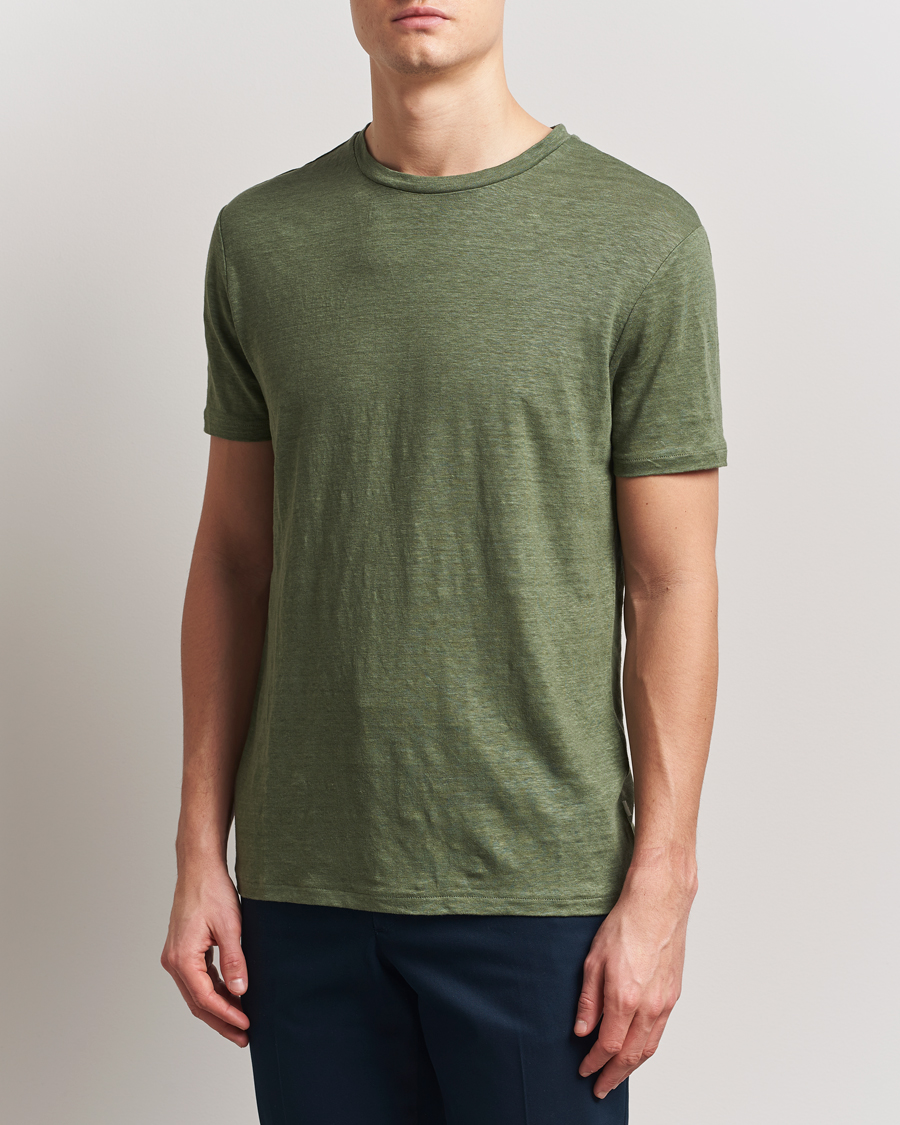 Herre | T-Shirts | J.Lindeberg | Coma Linen T-Shirt Olivinie