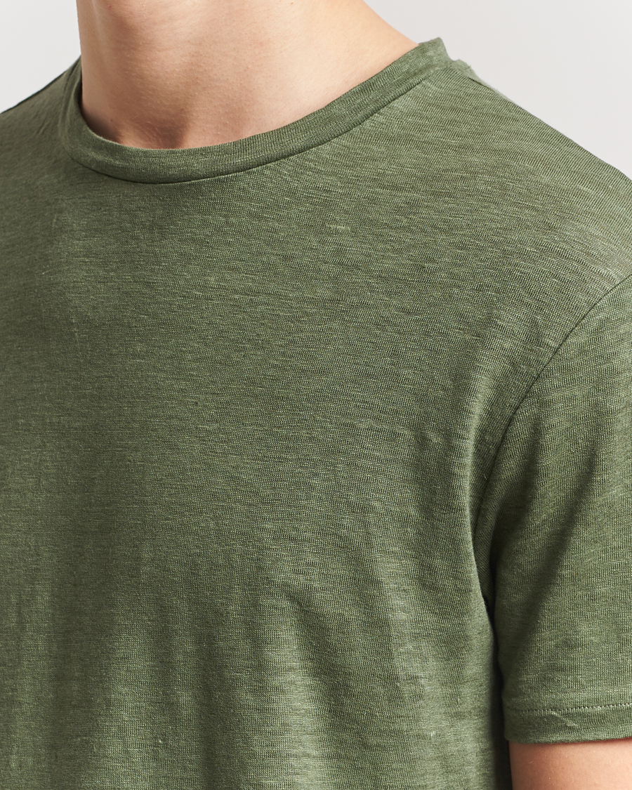 Herre | T-Shirts | J.Lindeberg | Coma Linen T-Shirt Olivinie