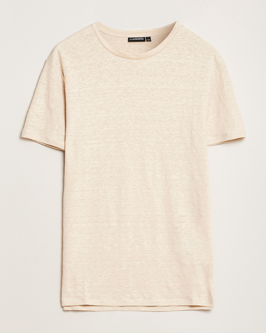 Herre | T-Shirts | J.Lindeberg | Coma Linen T-Shirt Moonbeam