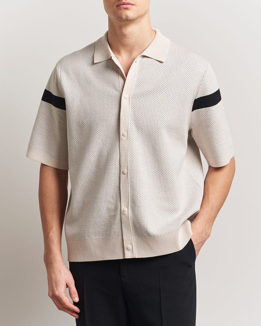 Herre | Skjorter | J.Lindeberg | Rayne Short Sleeve Knitted Shirt Moonbeam