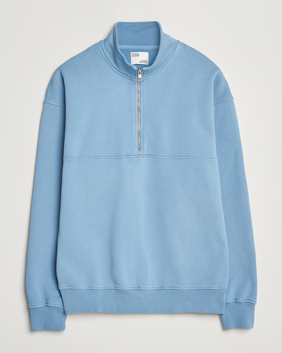 Herre | Gensere | Colorful Standard | Classic Organic Half-Zip Seaside Blue