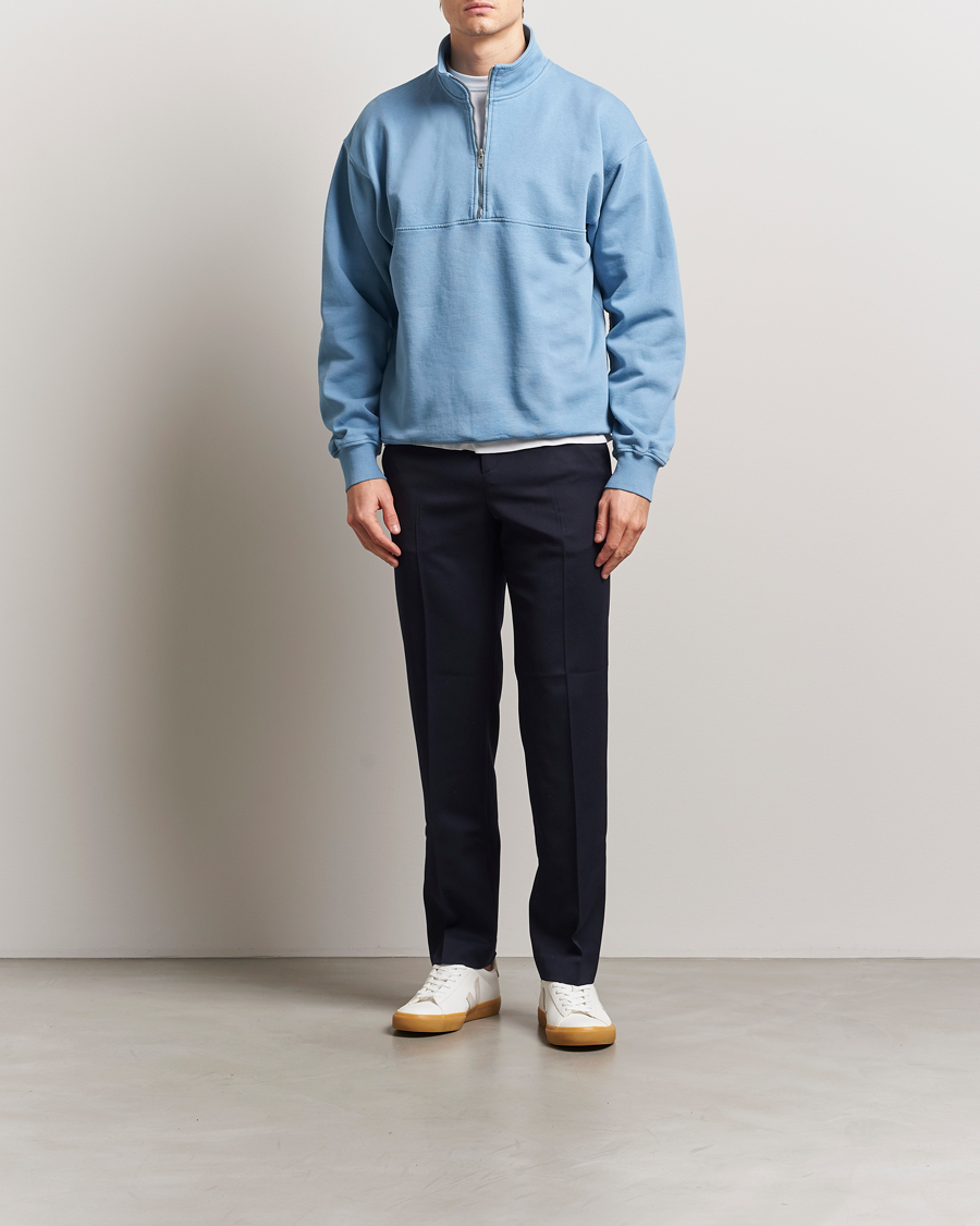 Herre | Gensere | Colorful Standard | Classic Organic Half-Zip Seaside Blue