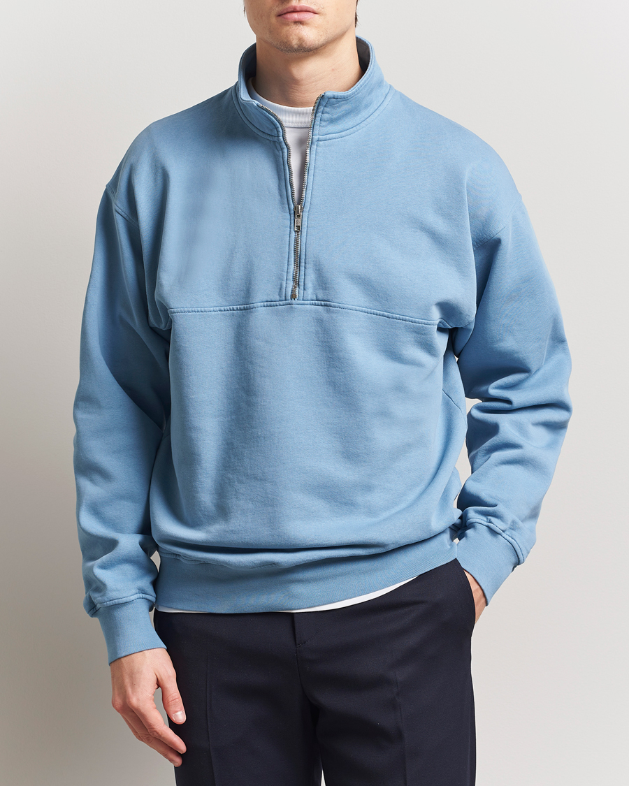 Herre | Gensere | Colorful Standard | Classic Organic Half-Zip Seaside Blue