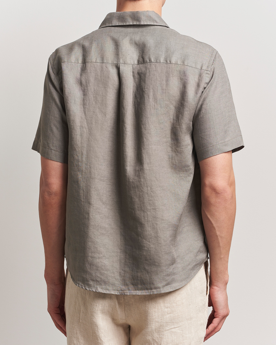 Herre | Skjorter | Colorful Standard | Garment Dyed Linen Short Sleeve Shirt Dusty Olive