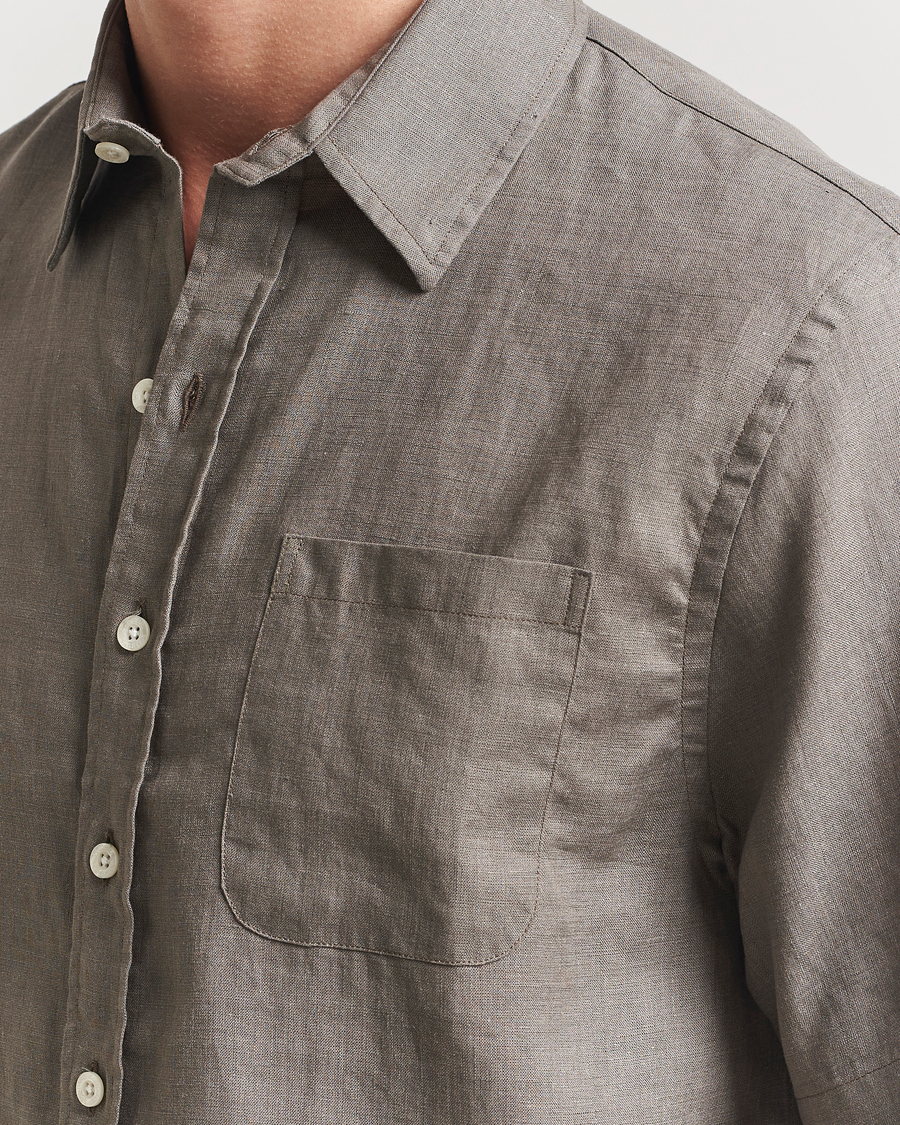 Herre | Skjorter | Colorful Standard | Garment Dyed Linen Short Sleeve Shirt Dusty Olive