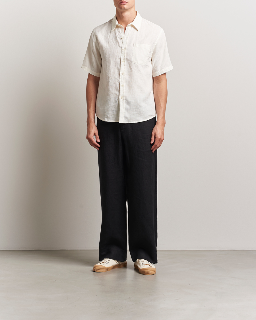 Herre | Skjorter | Colorful Standard | Garment Dyed Linen Short Sleeve Shirt Ivory White