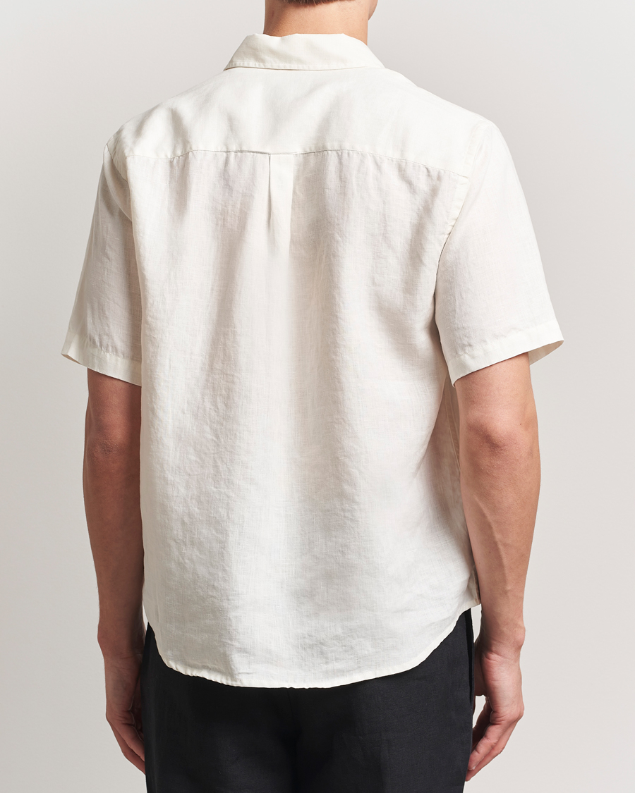 Herre | Skjorter | Colorful Standard | Garment Dyed Linen Short Sleeve Shirt Ivory White