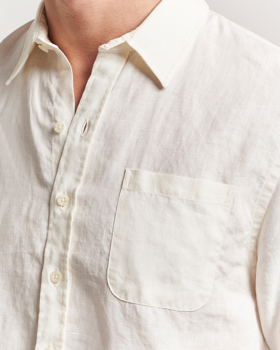 Herre | Skjorter | Colorful Standard | Garment Dyed Linen Short Sleeve Shirt Ivory White