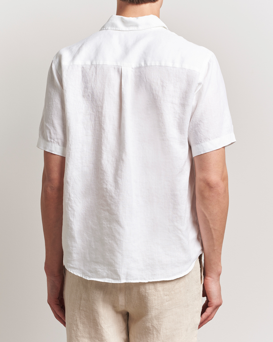 Herre | Skjorter | Colorful Standard | Garment Dyed Linen Short Sleeve Shirt Optical White