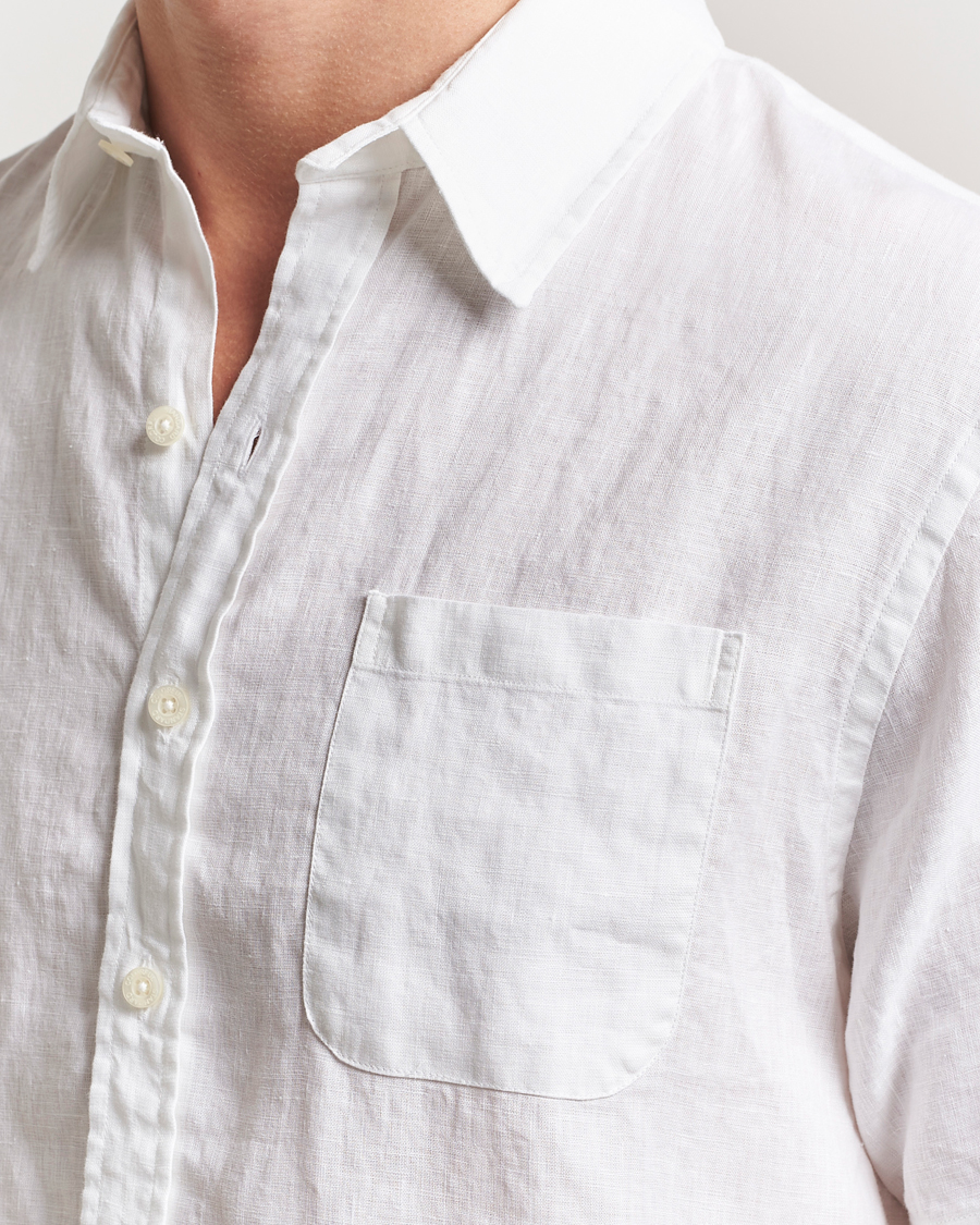 Herre | Skjorter | Colorful Standard | Garment Dyed Linen Short Sleeve Shirt Optical White