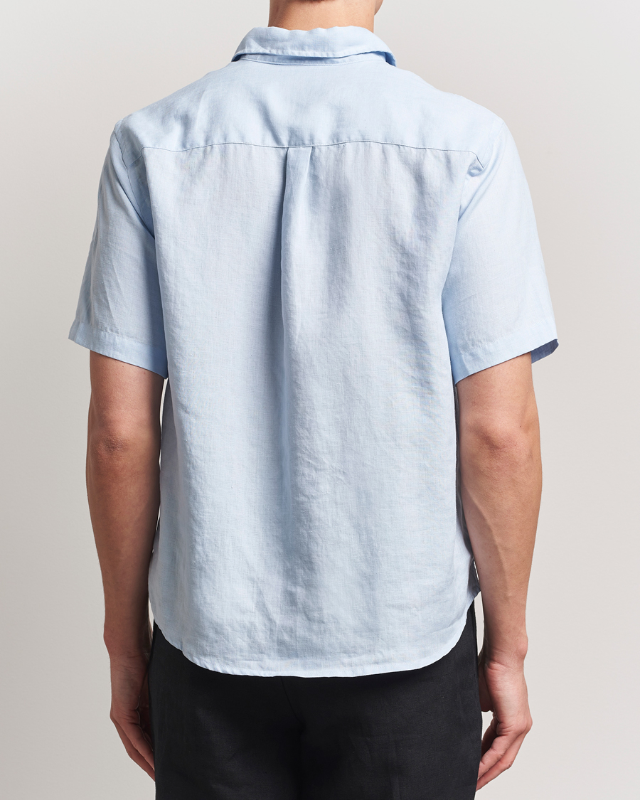 Herre | Skjorter | Colorful Standard | Garment Dyed Linen Short Sleeve Shirt Polar Blue