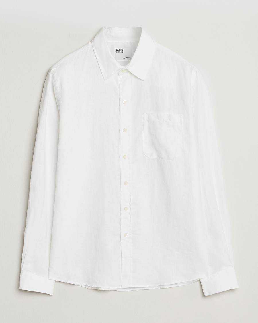 Herre | Skjorter | Colorful Standard | Garment Dyed Linen Shirt Optical White