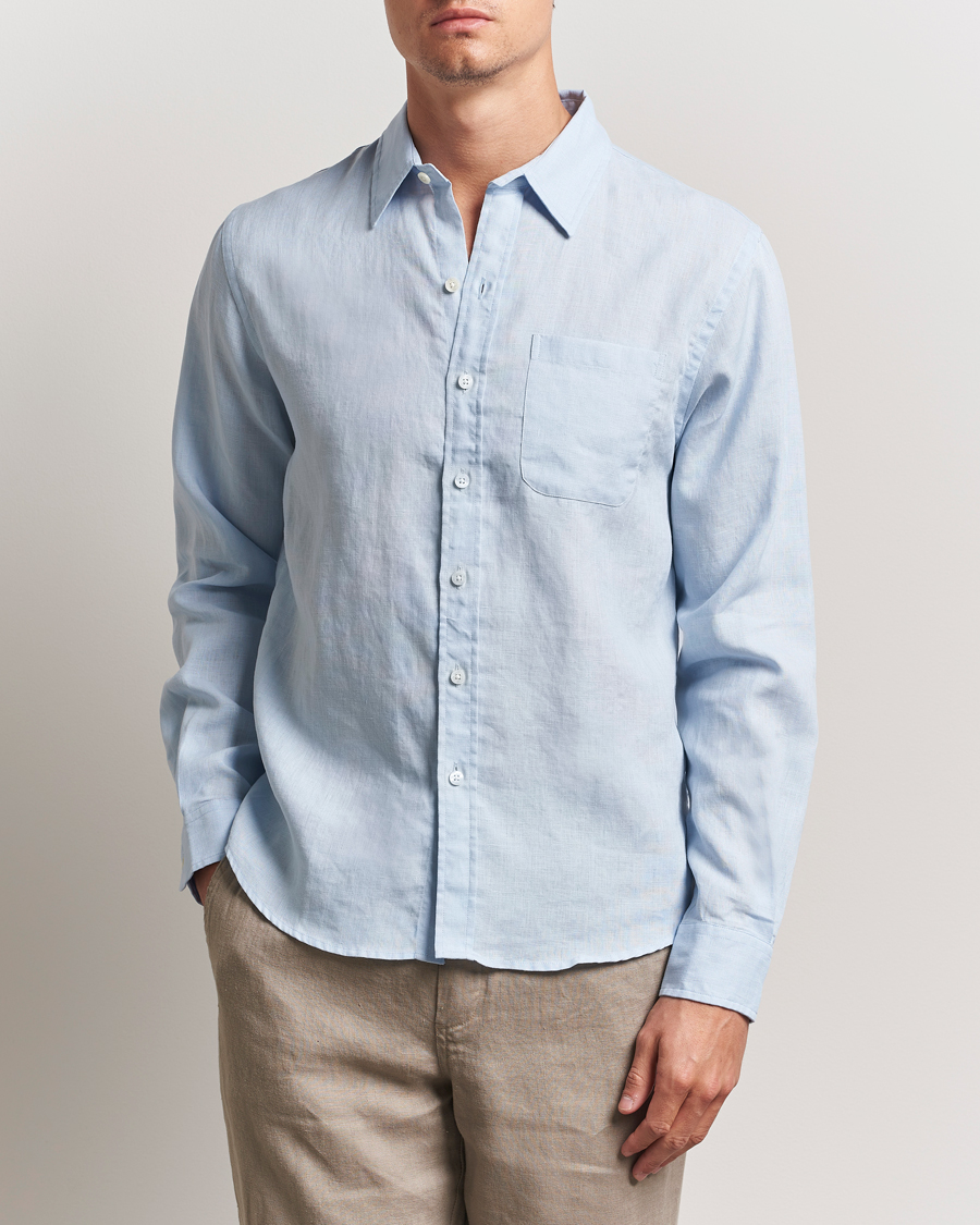 Herre | Skjorter | Colorful Standard | Garment Dyed Linen Shirt Polar Blue