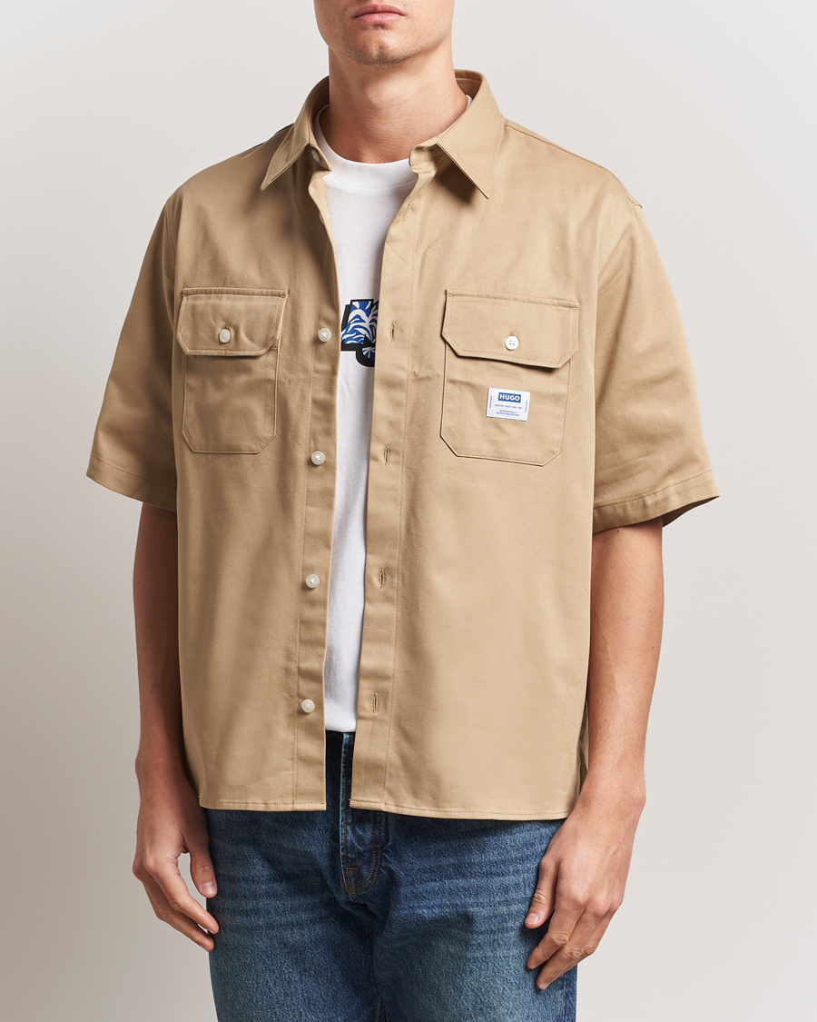 Herre | Skjorter | HUGO | Ekyno Short Sleeve Shirt Medium Beige