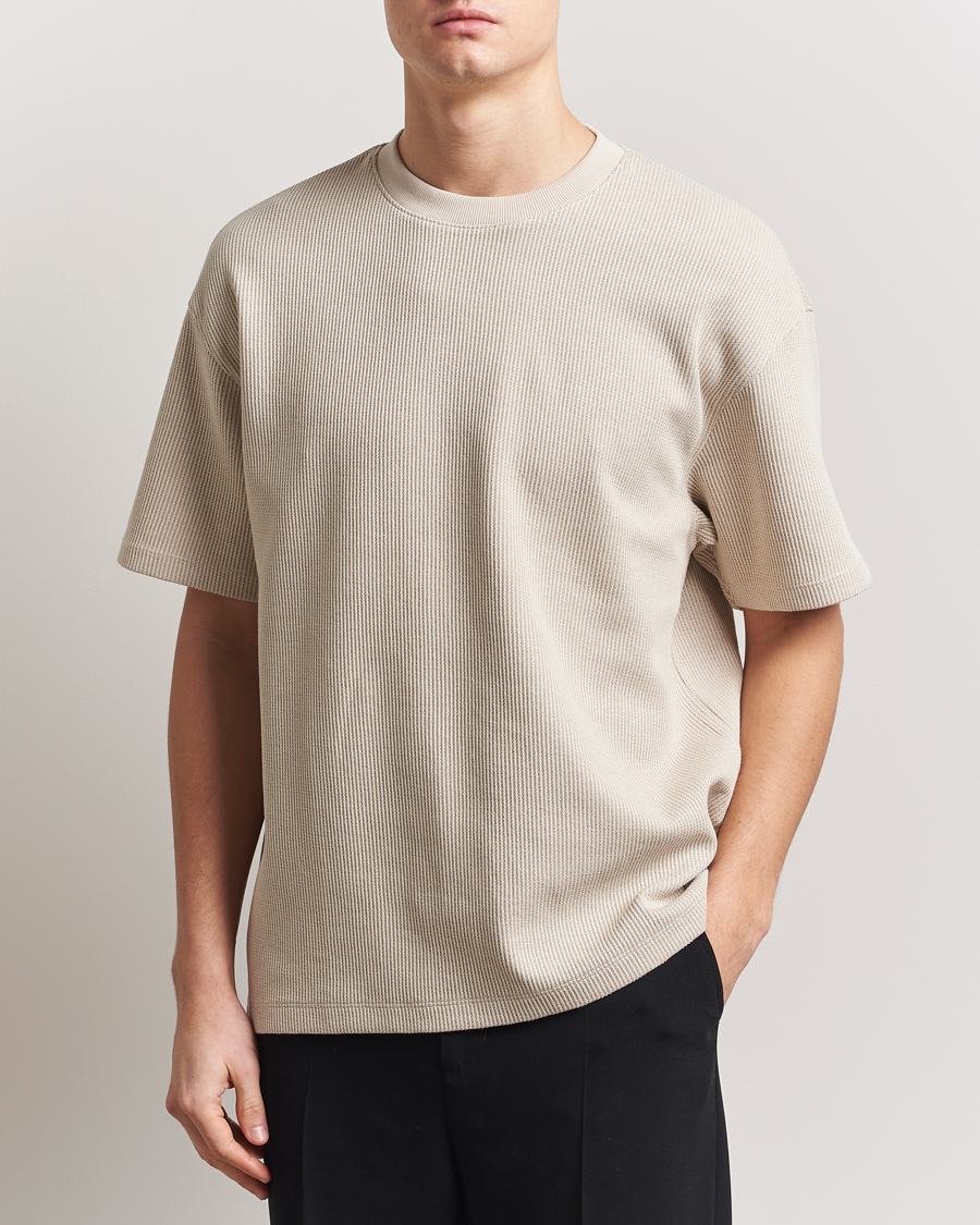 Herre | T-Shirts | HUGO | Waffle Crew Neck T-Shirt Open White
