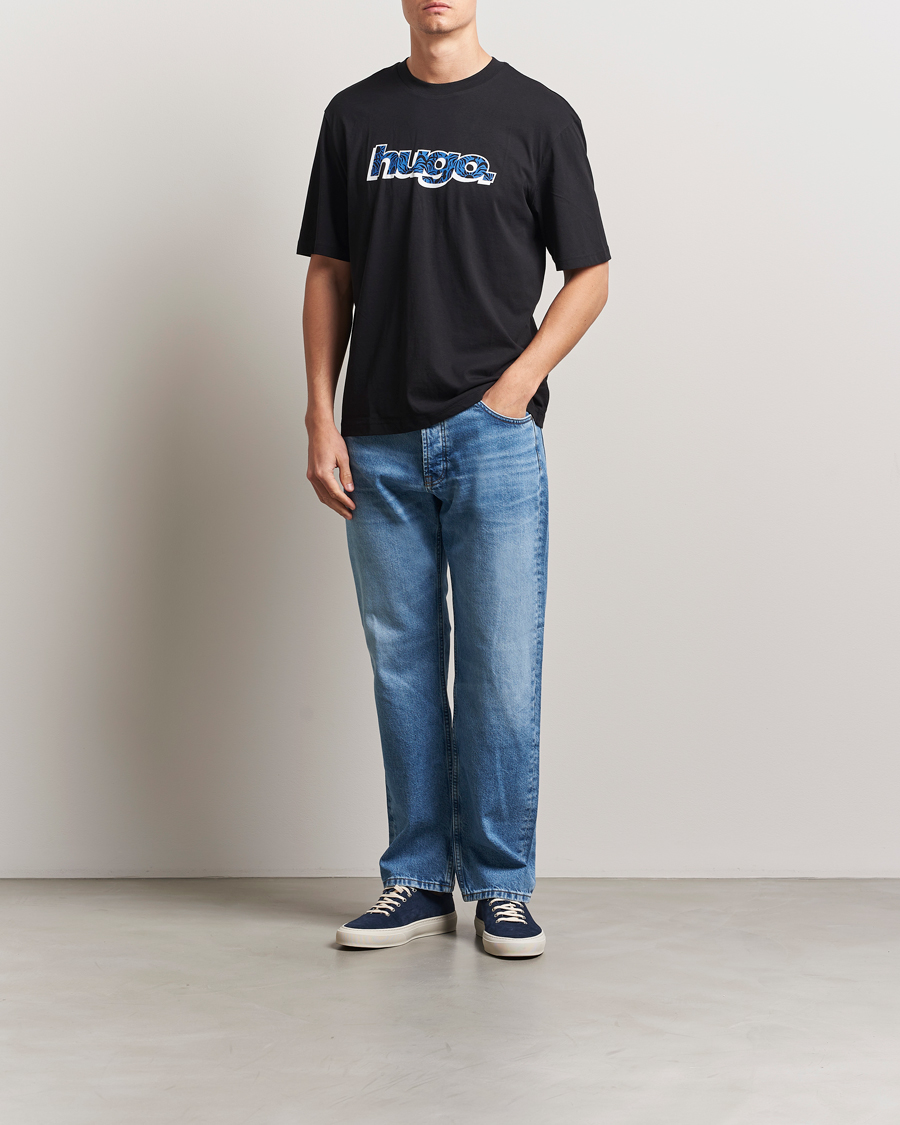 Herre | T-Shirts | HUGO | Nugibol 3D Logo Crew Neck T-Shirt Black