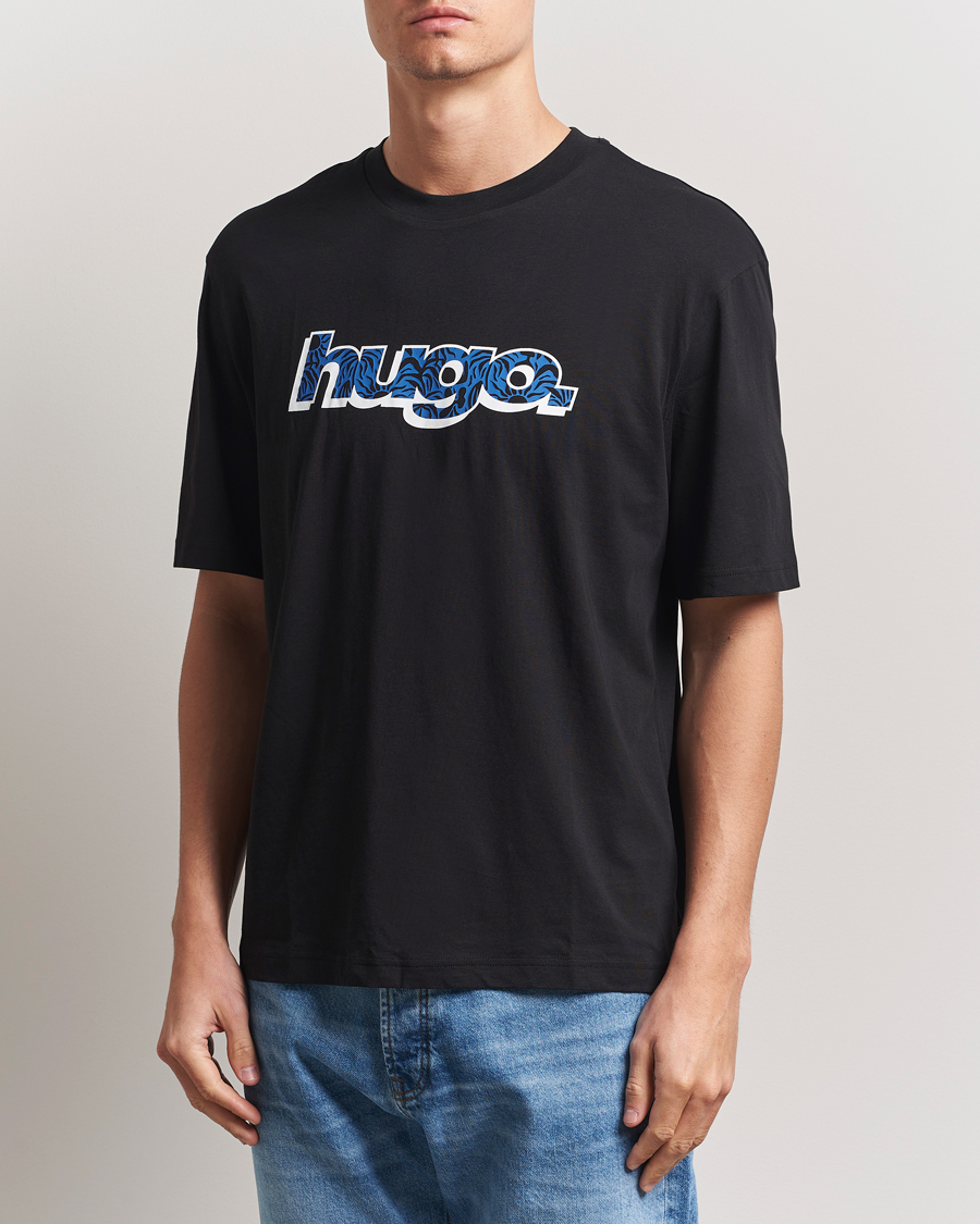 Herre | T-Shirts | HUGO | Nugibol 3D Logo Crew Neck T-Shirt Black