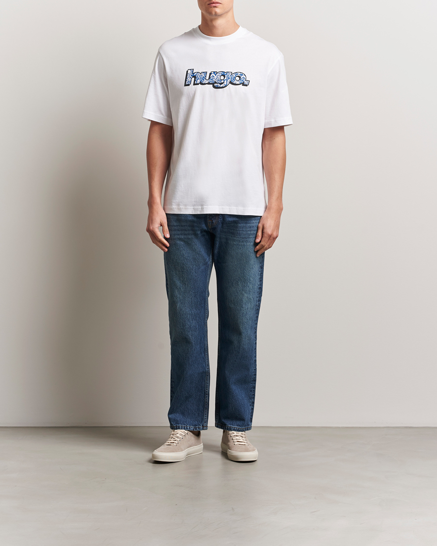 Herre | T-Shirts | HUGO | Nugibol 3D Logo Crew Neck T-Shirt White
