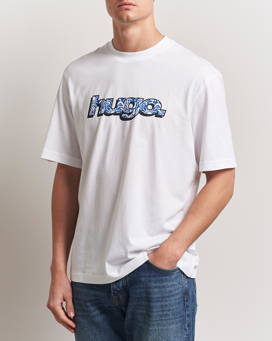Herre | T-Shirts | HUGO | Nugibol 3D Logo Crew Neck T-Shirt White