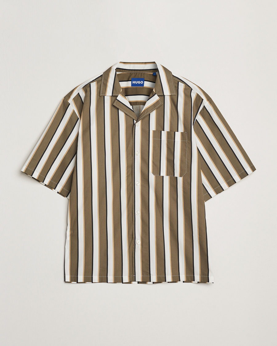 Herre | Skjorter | HUGO | Eligino Striped Short Sleeve Shirt Open Green