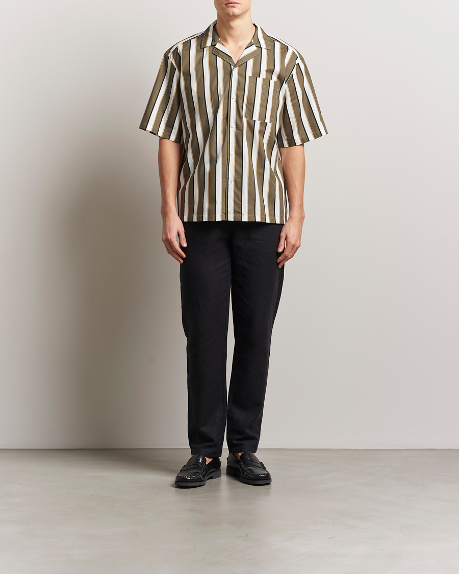 Herre | Skjorter | HUGO | Eligino Striped Short Sleeve Shirt Open Green
