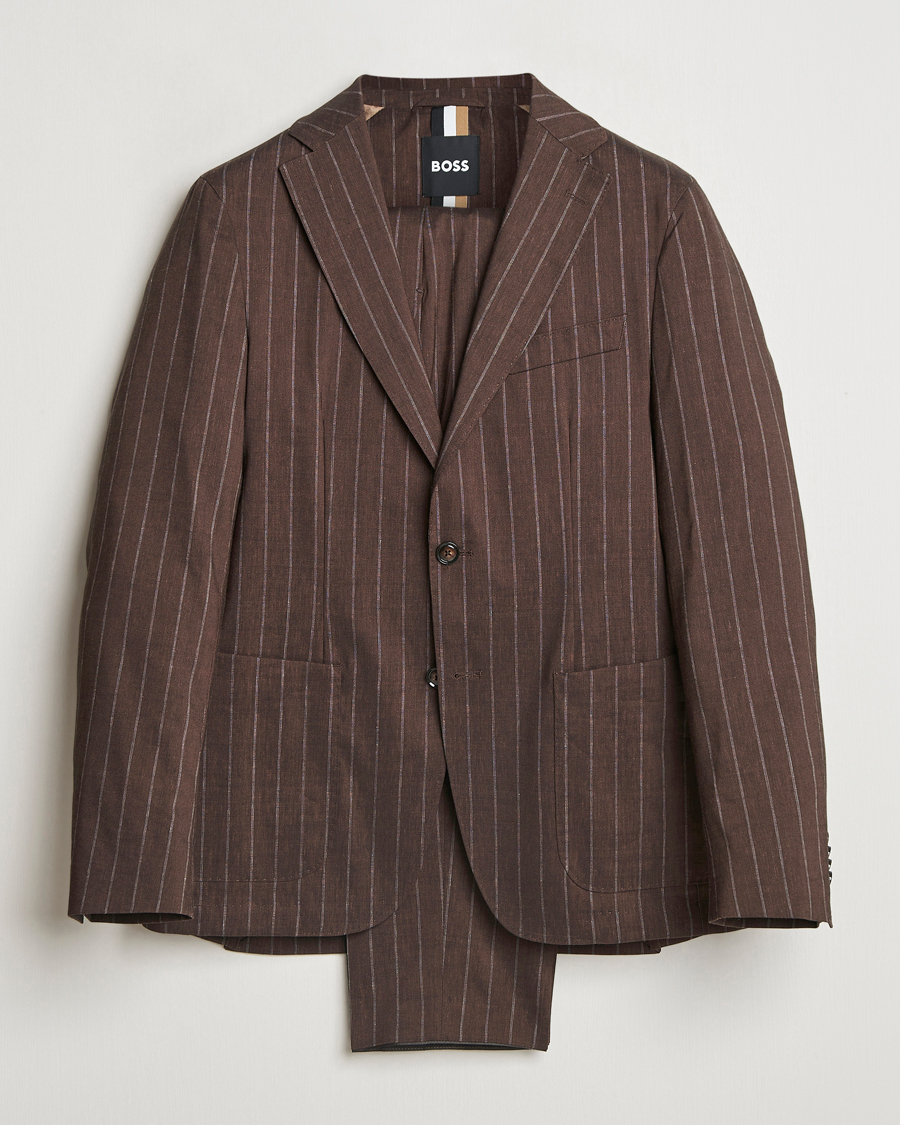 Herre | Dresser | BOSS BLACK | Hanry Wool Pinstriped Suit Dark Brown