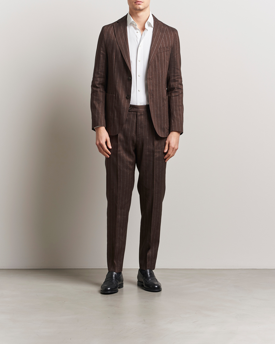 Herre | Dresser | BOSS BLACK | Hanry Wool Pinstriped Suit Dark Brown