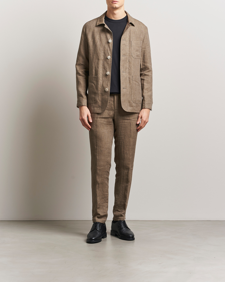 Herre | Jakker | BOSS BLACK | Carper Linen Shirt Jacket Dark Brown