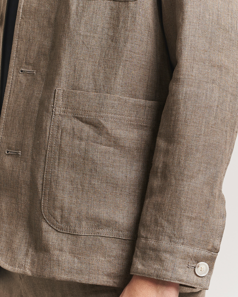 Herre | Jakker | BOSS BLACK | Carper Linen Shirt Jacket Dark Brown