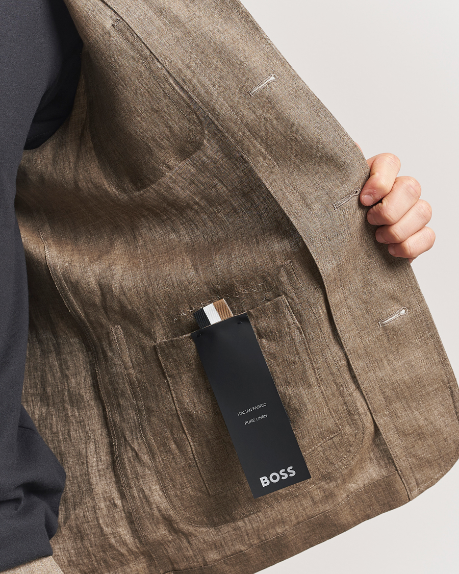 Herre | Jakker | BOSS BLACK | Carper Linen Shirt Jacket Dark Brown