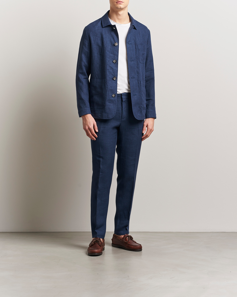 Herre | Jakker | BOSS BLACK | Carper Linen Shirt Jacket Dark Blue