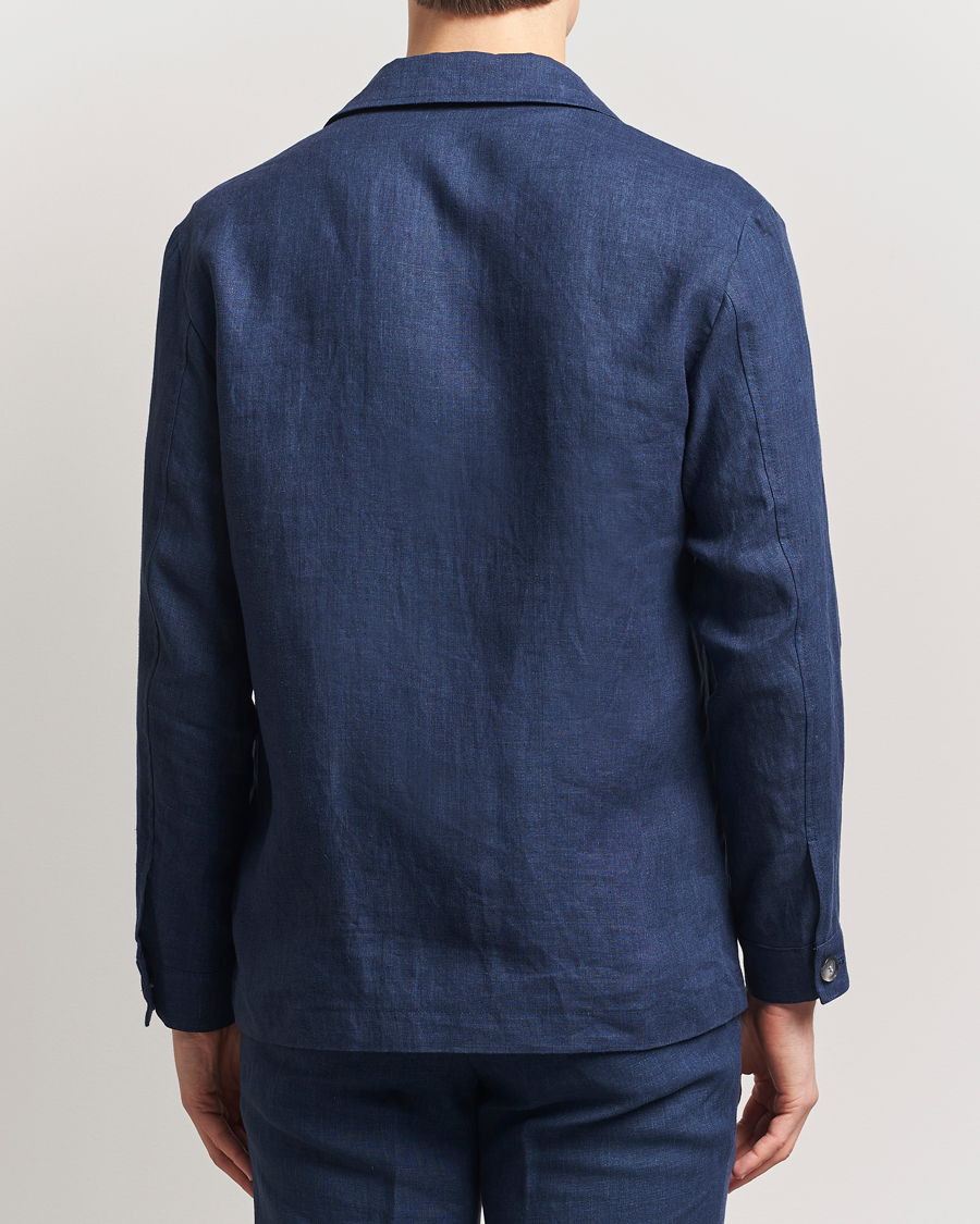 Herre | Jakker | BOSS BLACK | Carper Linen Shirt Jacket Dark Blue