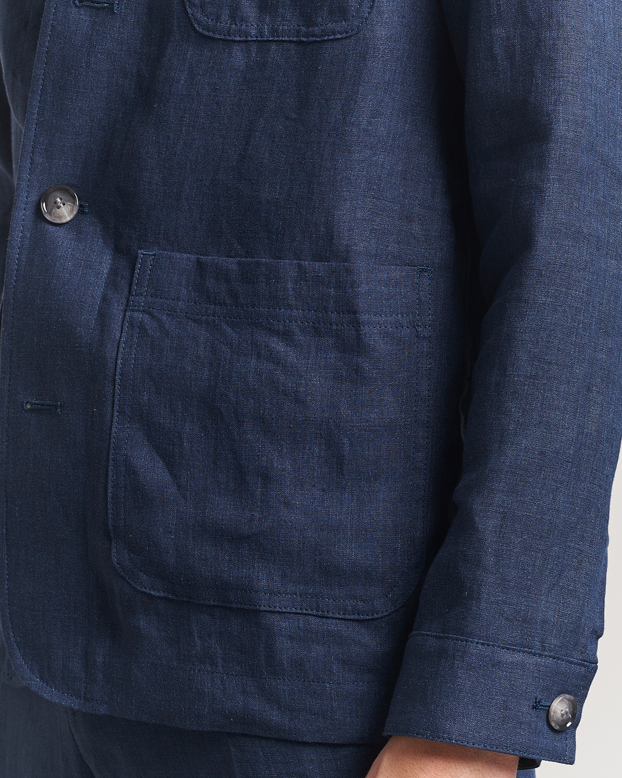 Herre | Jakker | BOSS BLACK | Carper Linen Shirt Jacket Dark Blue