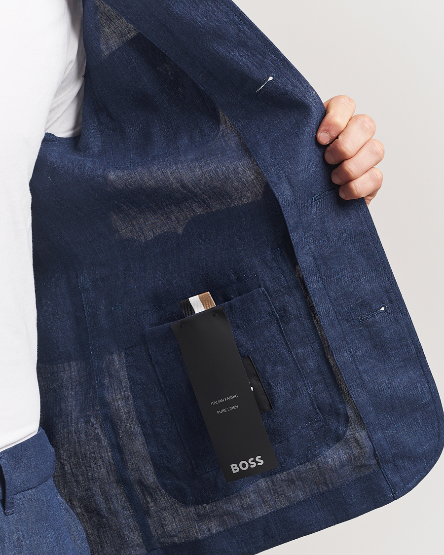 Herre | Jakker | BOSS BLACK | Carper Linen Shirt Jacket Dark Blue