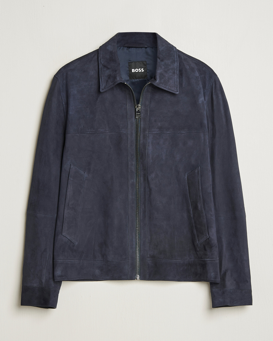 Herre | Jakker | BOSS BLACK | Malbano Suede Jacket Dark Blue